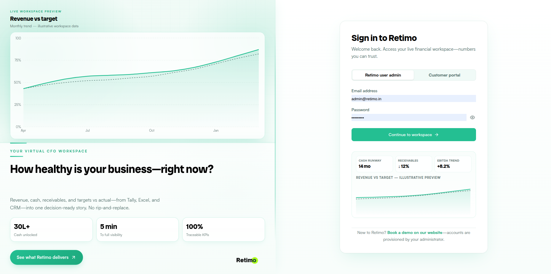 Retimo live workspace preview